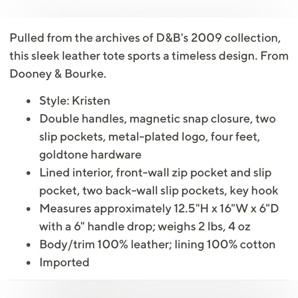 Dooney and Bourke pebble leather Kristen tote in color oyster - Picture 9 of 9